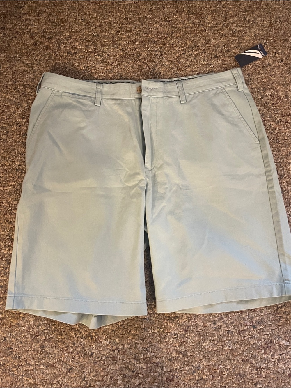 Nautica Men's Pale Blue Flat-Front Chino Shorts